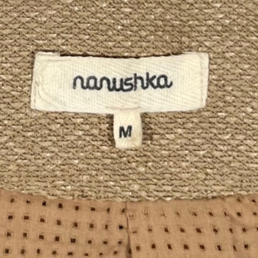 Nanushka Basket Weave Textured Open Cropped Camel Blazer Size Medium - Picture 5 of 6